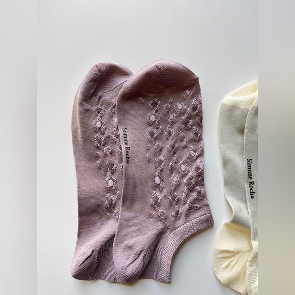 Simone Rocha Lavender and Cream Embroidered Socks - Picture 3 of 5